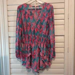 BUDDY LOVE || Pink and Blue Patterned Women's Romper